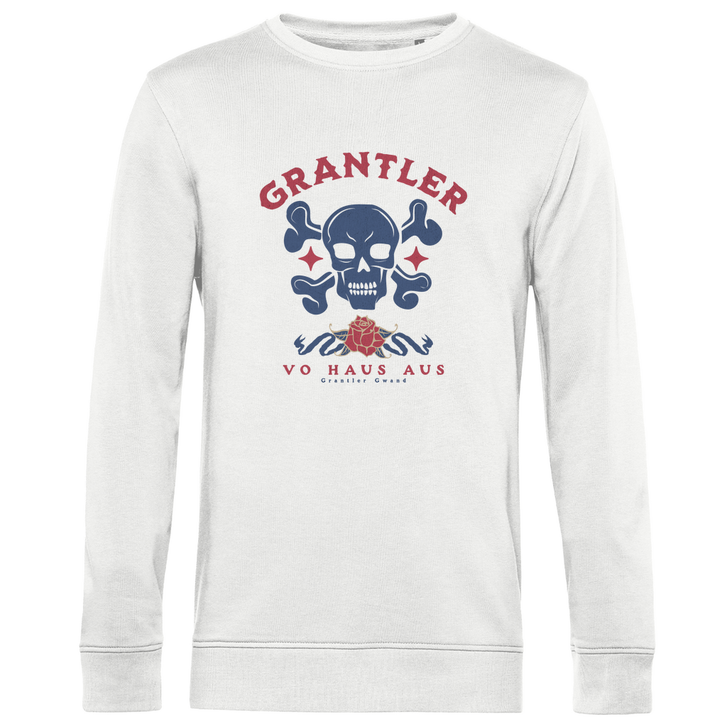 Bayerisches Herren Premium Bio Sweatshirt Grantler vo Haus aus - rot/blau - Grantler Gwand