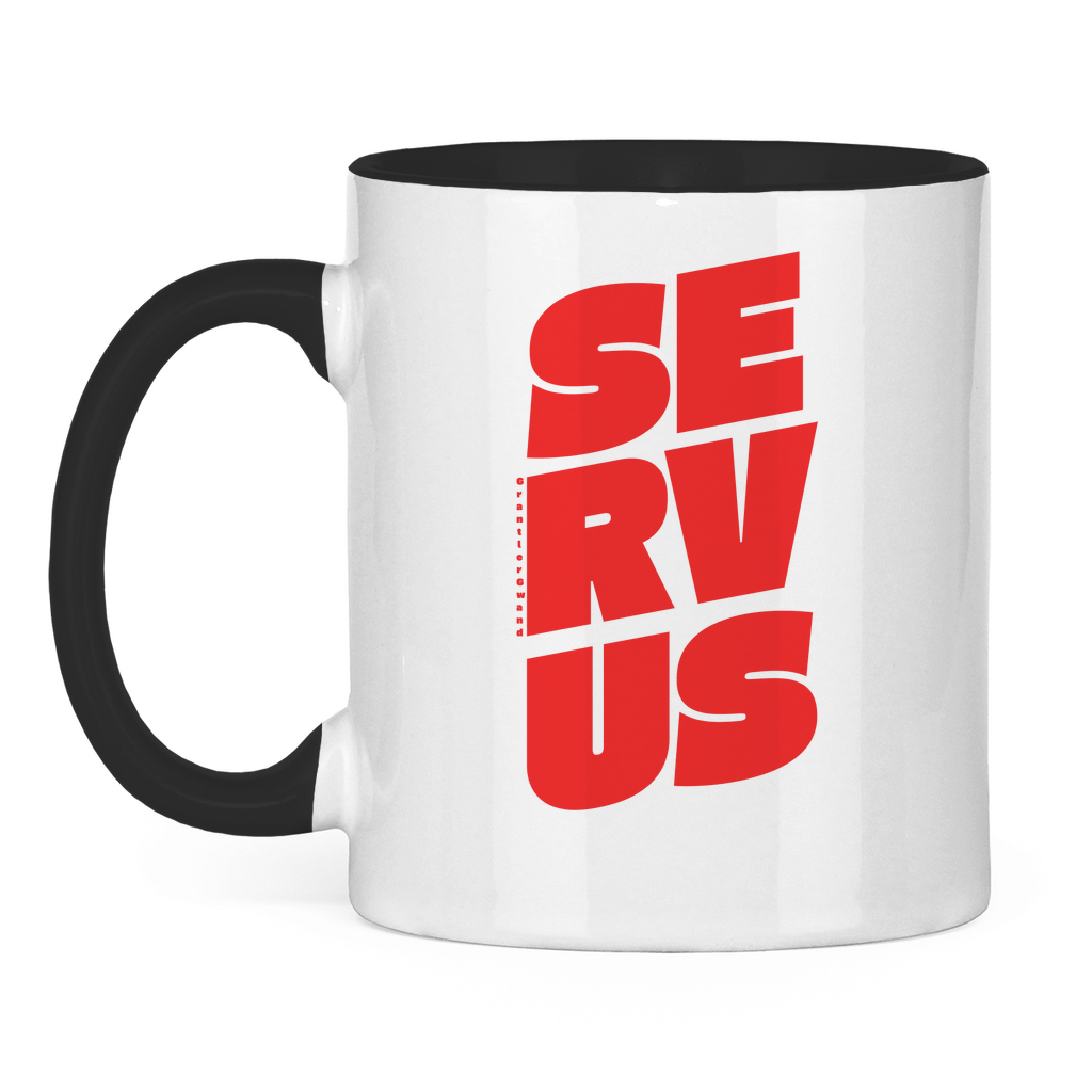 Tasse zweifarbig Servus - rot
