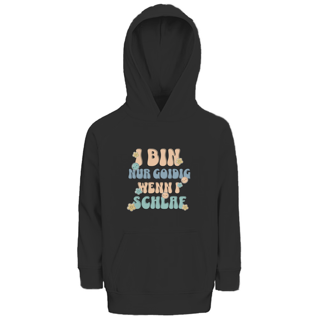 Bayerischer Kinder Premium Bio Hoodie I bin nur goidig, wenn I schlaf - Grantler Gwand