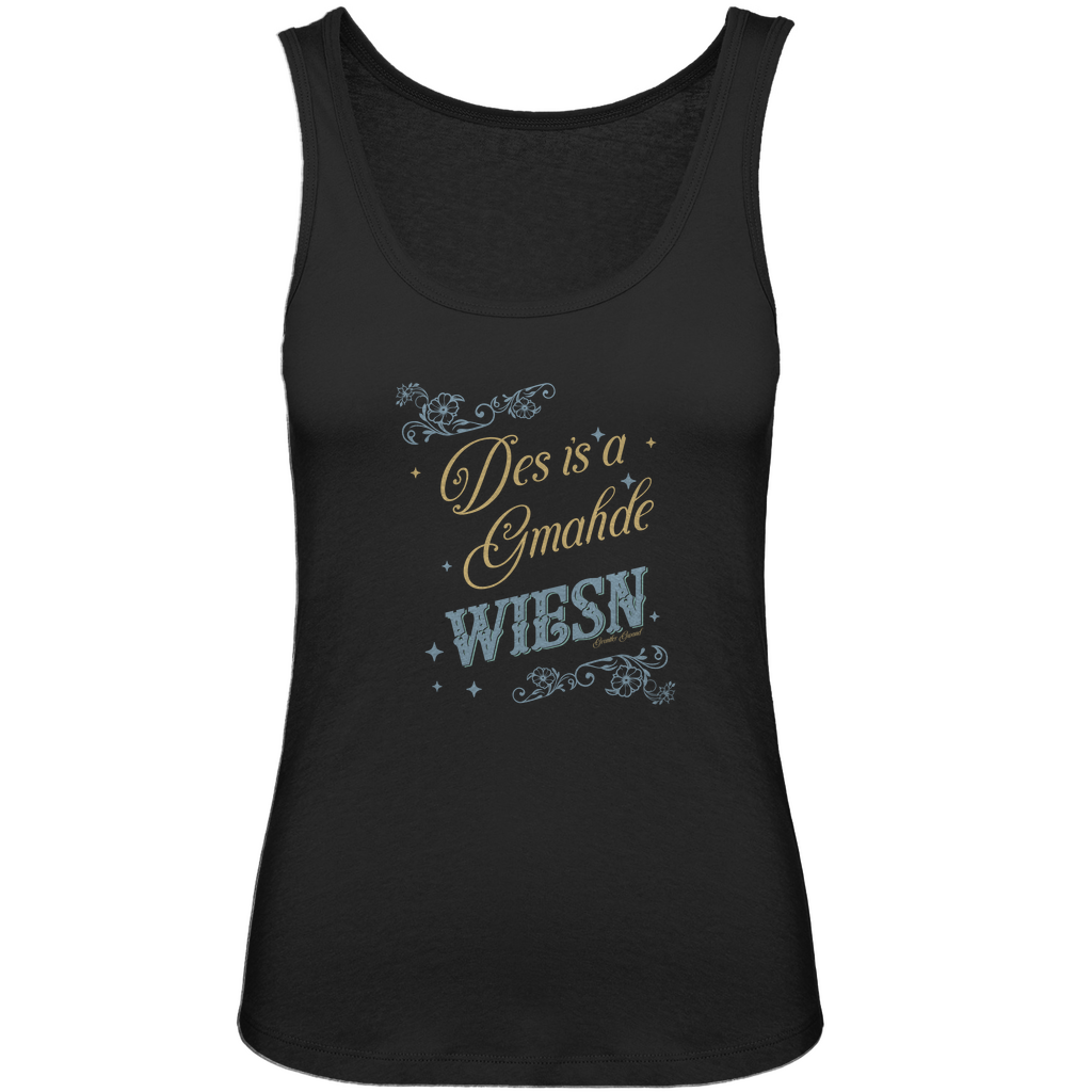 Bayerisches Damen Premium Organic Tank Top Des is a gmahde Wiesn - grün/gold - Grantler Gwand
