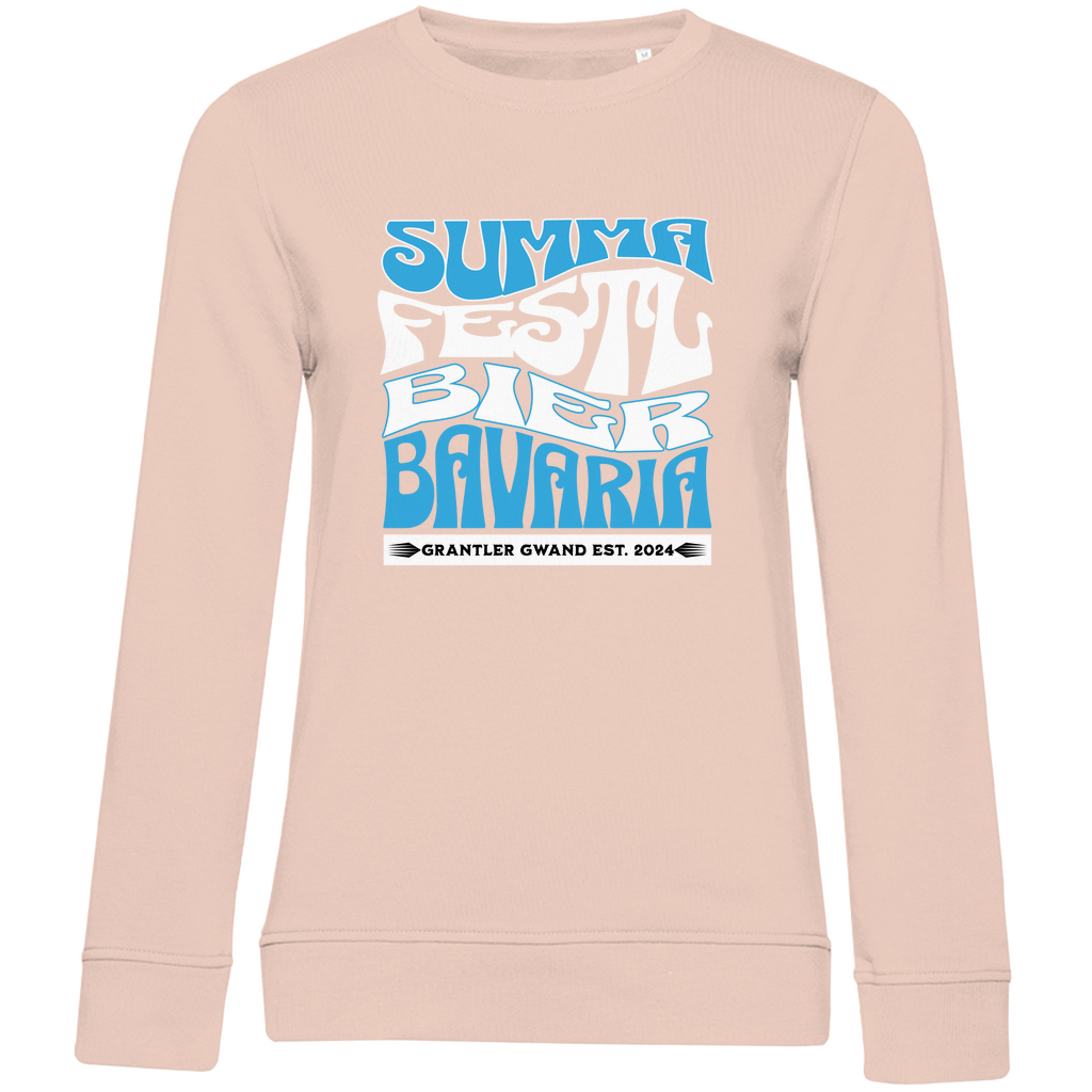 Damen Premium Bio Sweatshirt Summa, Festl, Bier, Bavaria - blau/weiß