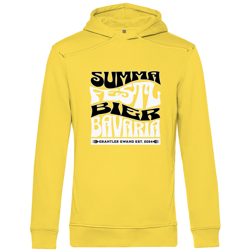 Bayerischer Herren Premium Bio Hoodie Summa, Festl, Bier, Bavaria - schwarz/weiß - Grantler Gwand
