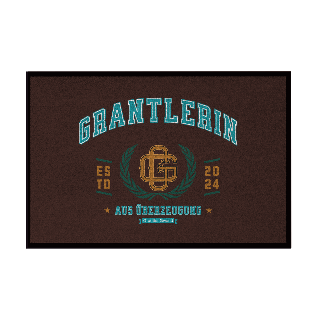Fußmatte mit Gummirand Grantlerin aus Überzeugung - mint/gold