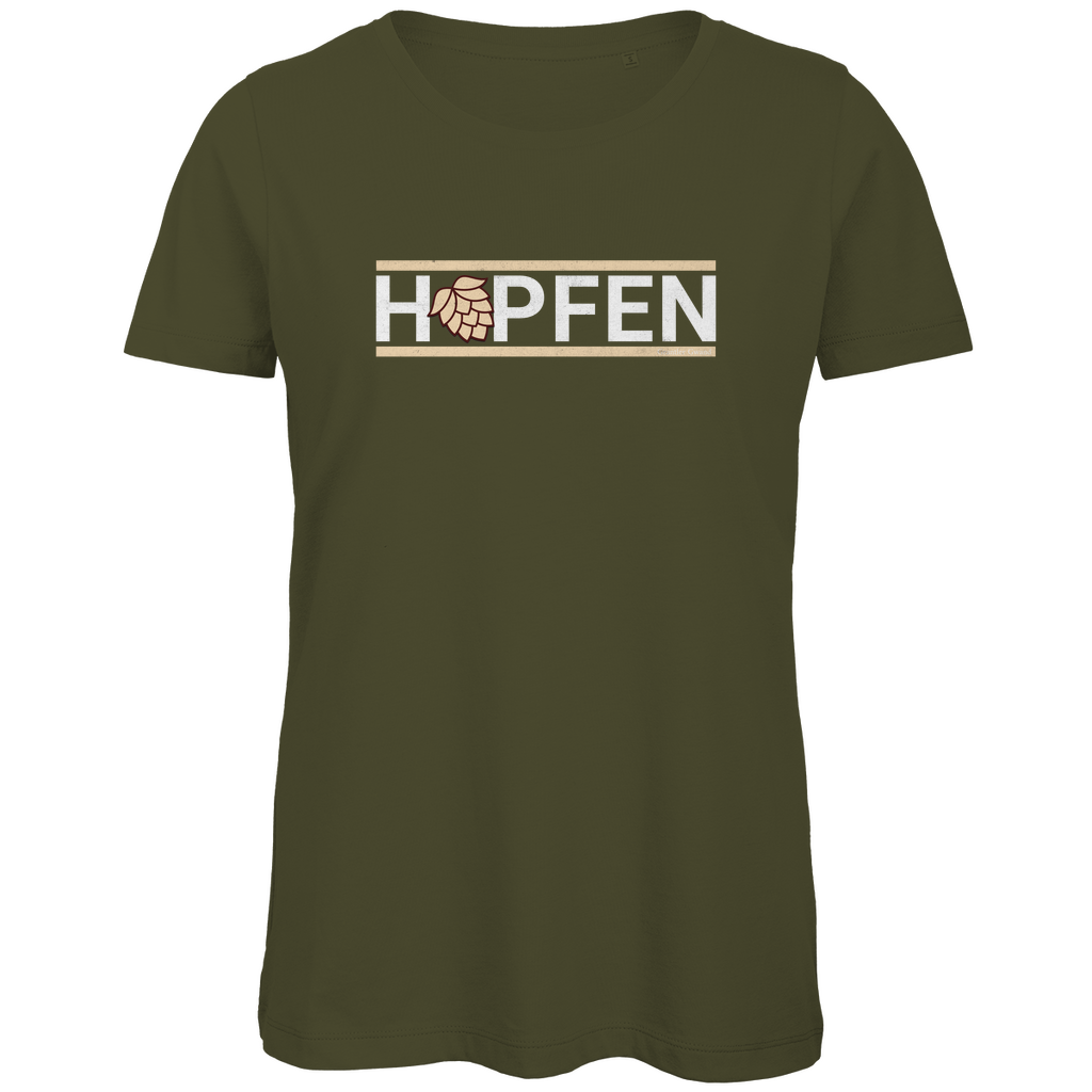 Bayerisches Damen Premium Bio T-Shirt Hopfen - gold - Grantler Gwand