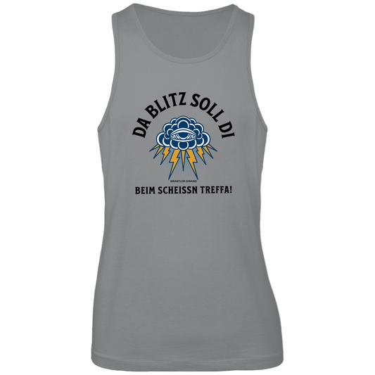 Bayerisches Herren Premium Tank Top Da Blitz soll di beim scheissn treffa - schwarz - Grantler Gwand