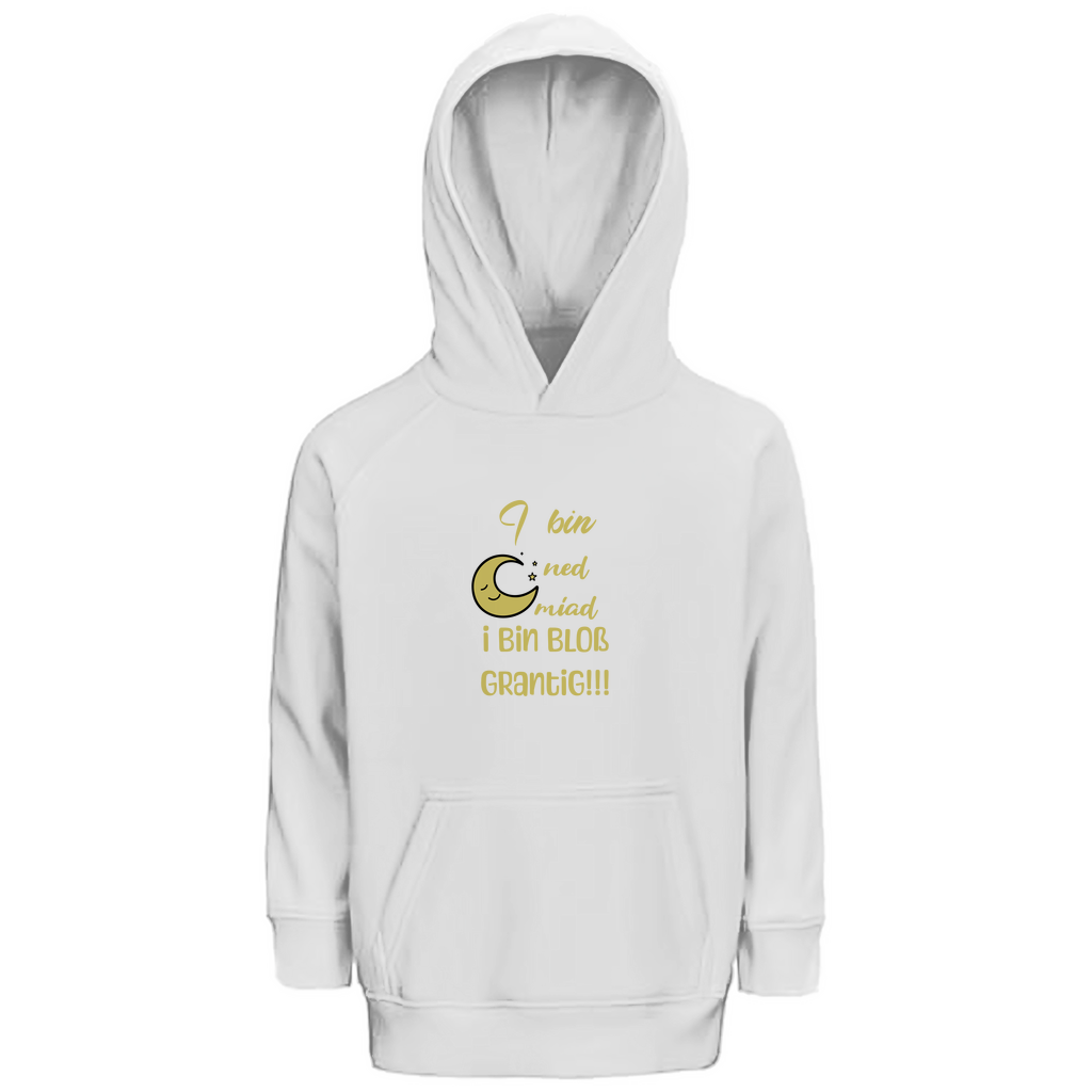 Bayerischer Kinder Premium Bio Hoodie I bin ned miad, i bin bloß grantig - gelb - Grantler Gwand