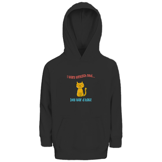 Bayerischer Kinder Premium Bio Hoodie I wars wirklich ned, des war´d Katz - rot/blau - Grantler Gwand
