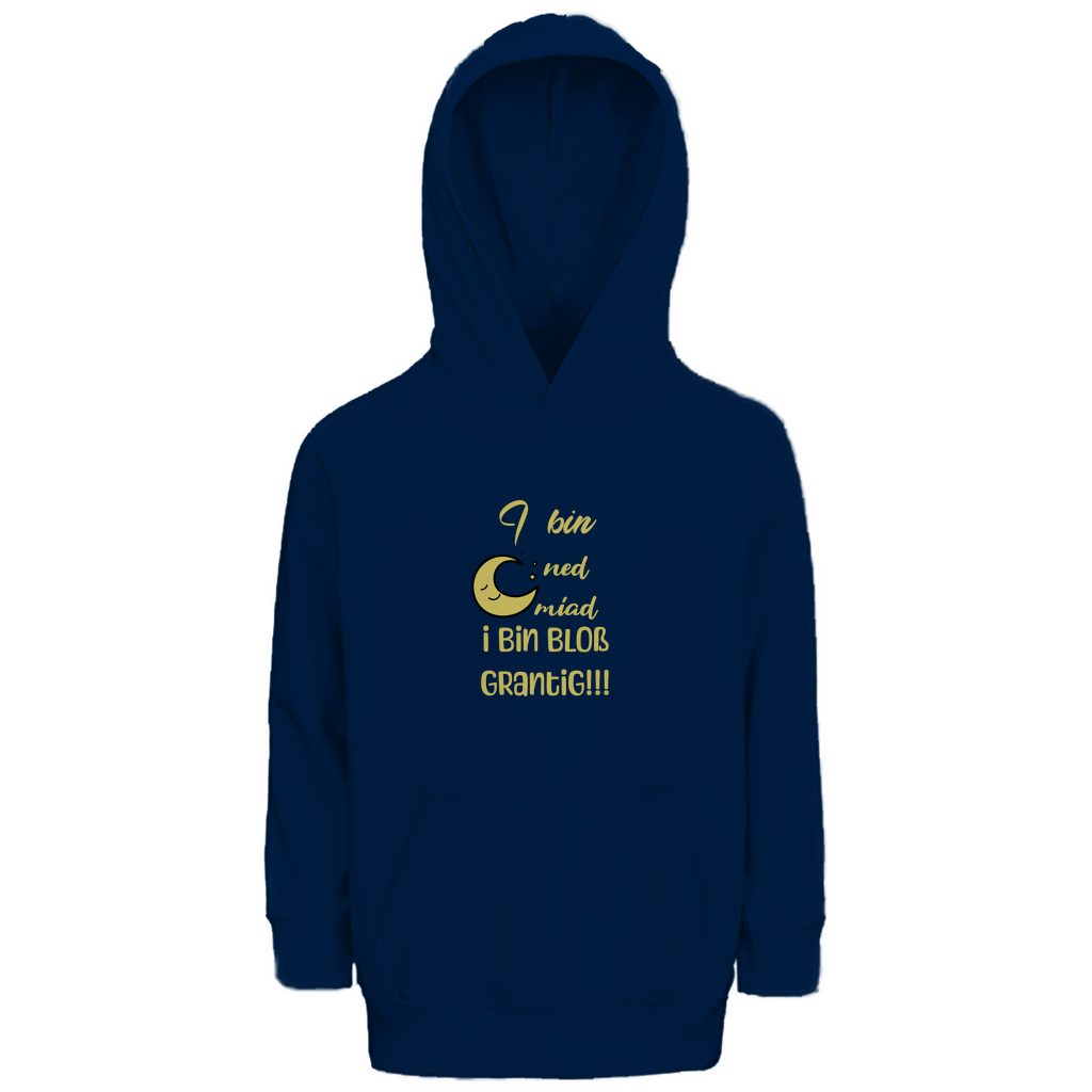 Bayerischer Kinder Premium Bio Hoodie I bin ned miad, i bin bloß grantig - gelb - Grantler Gwand