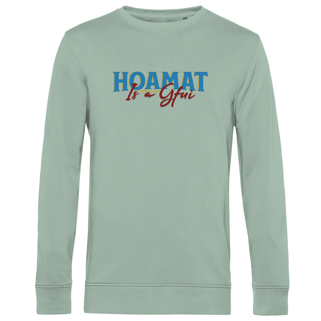 Herren Premium Bio Sweatshirt Hoamat is a Gfui - blau/rot