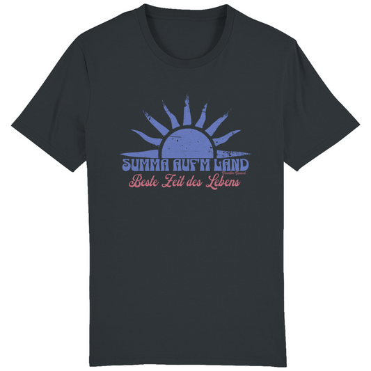 Bayerisches Herren T-Shirt Summa auf´m Land - blau/rot - Grantler Gwand