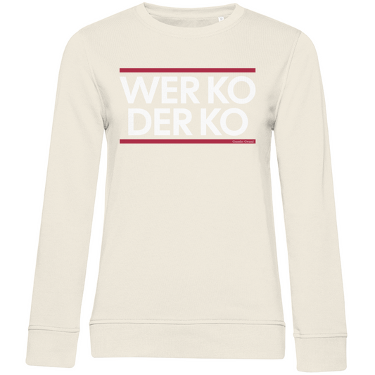Damen Premium Bio Sweatshirt wer ko der ko - rot/weiß
