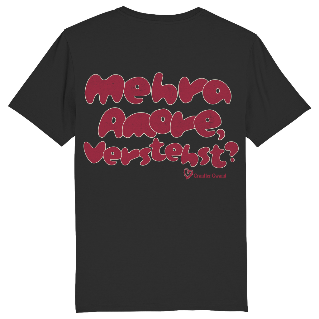 Bayerisches Herren T-Shirt Mehra Amore, verstehst? - Grantler Gwand - Rückendruck
