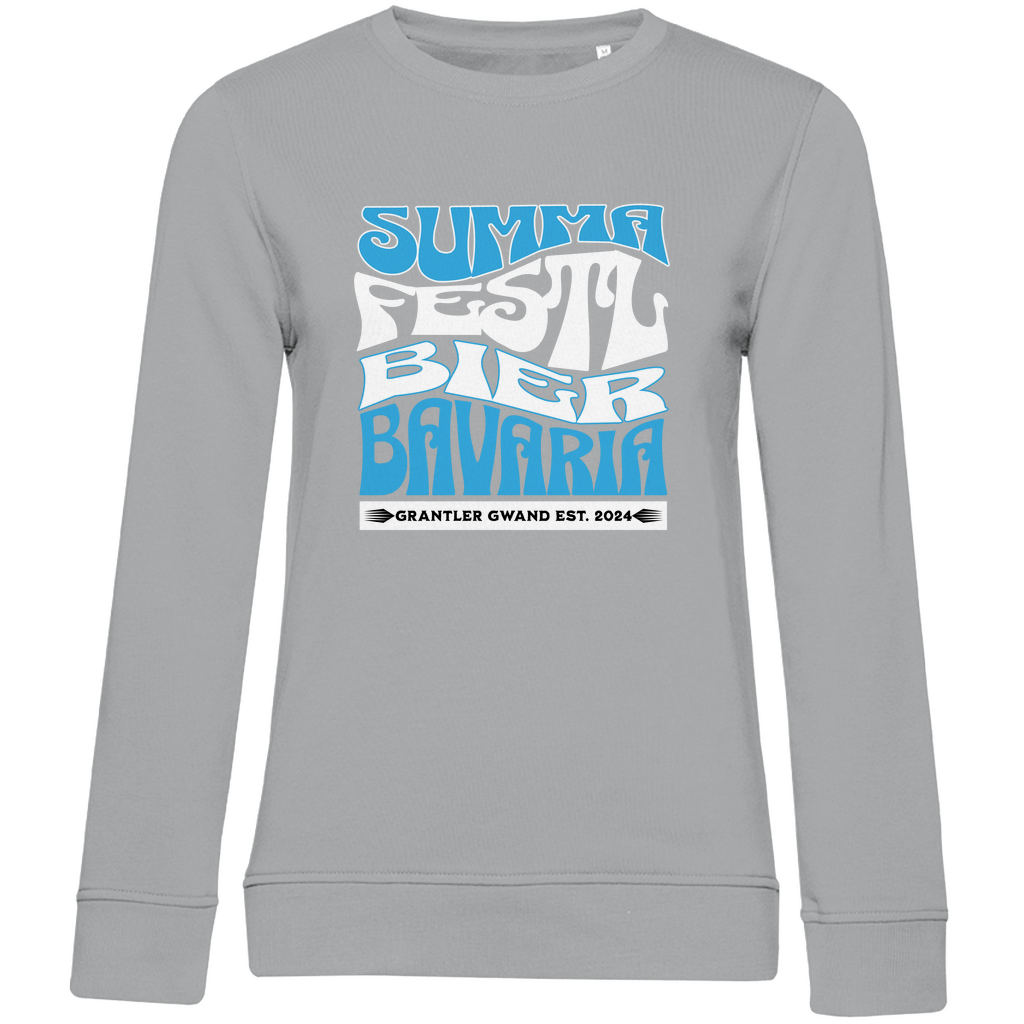 Damen Premium Bio Sweatshirt Summa, Festl, Bier, Bavaria - blau/weiß