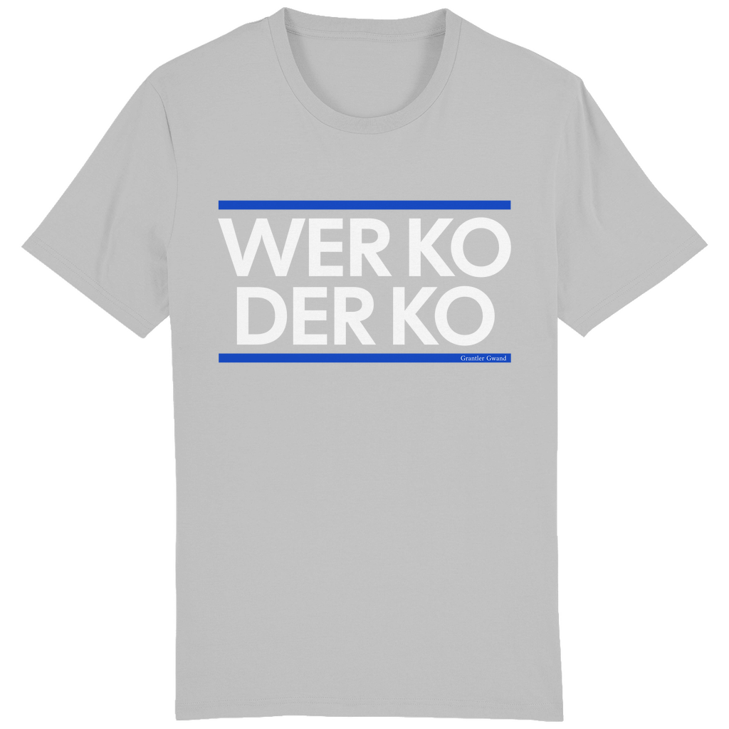 Herren T-Shirt wer ko der ko - blau/weiß - bayerisches Gwand