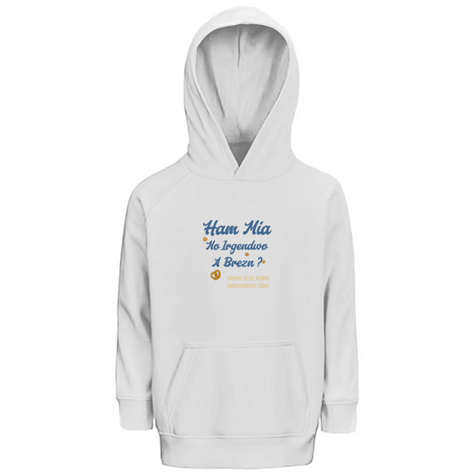 Bayerischer Kinder Premium Bio Hoodie Ham mia no irgendwo a Brezn - blau - Grantler Gwand