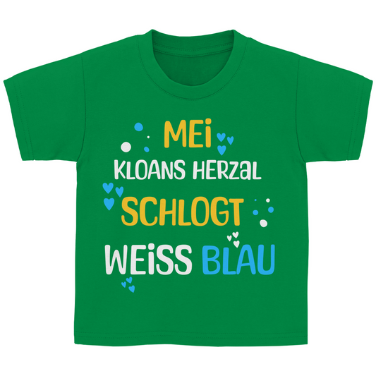 Bayerisches Kinder T-Shirt - Mei kloans Herzal schlogt weiss blau - Grantler Gwand