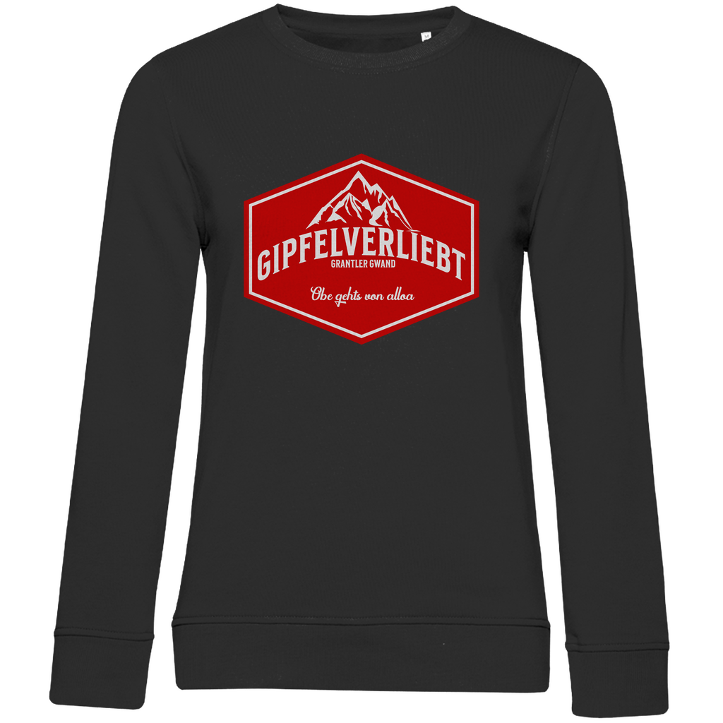 Damen Premium Bio Sweatshirt Gipfelverliebt Wappen- rot