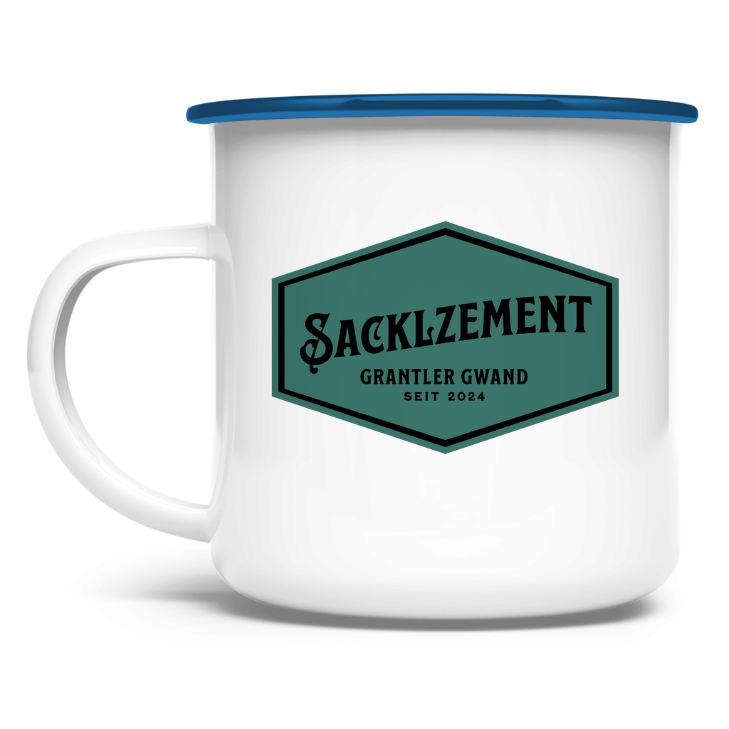 bayerische Emaille Tasse Sacklzement - Grün - Grantler Gwand