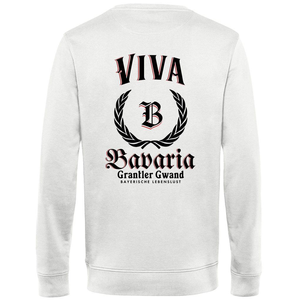 Bayerisches Herren Premium Bio Sweatshirt Viva Bavaria schwarz - Rückendruck - Grantler Gwand