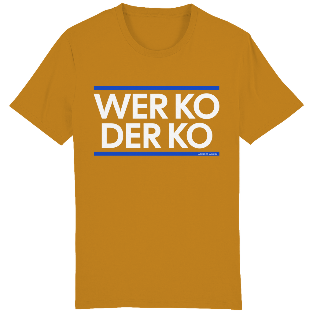 Herren T-Shirt wer ko der ko - blau/weiß - bayerisches Gwand