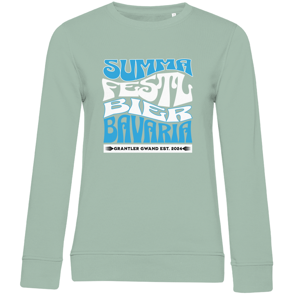 Damen Premium Bio Sweatshirt Summa, Festl, Bier, Bavaria - blau/weiß