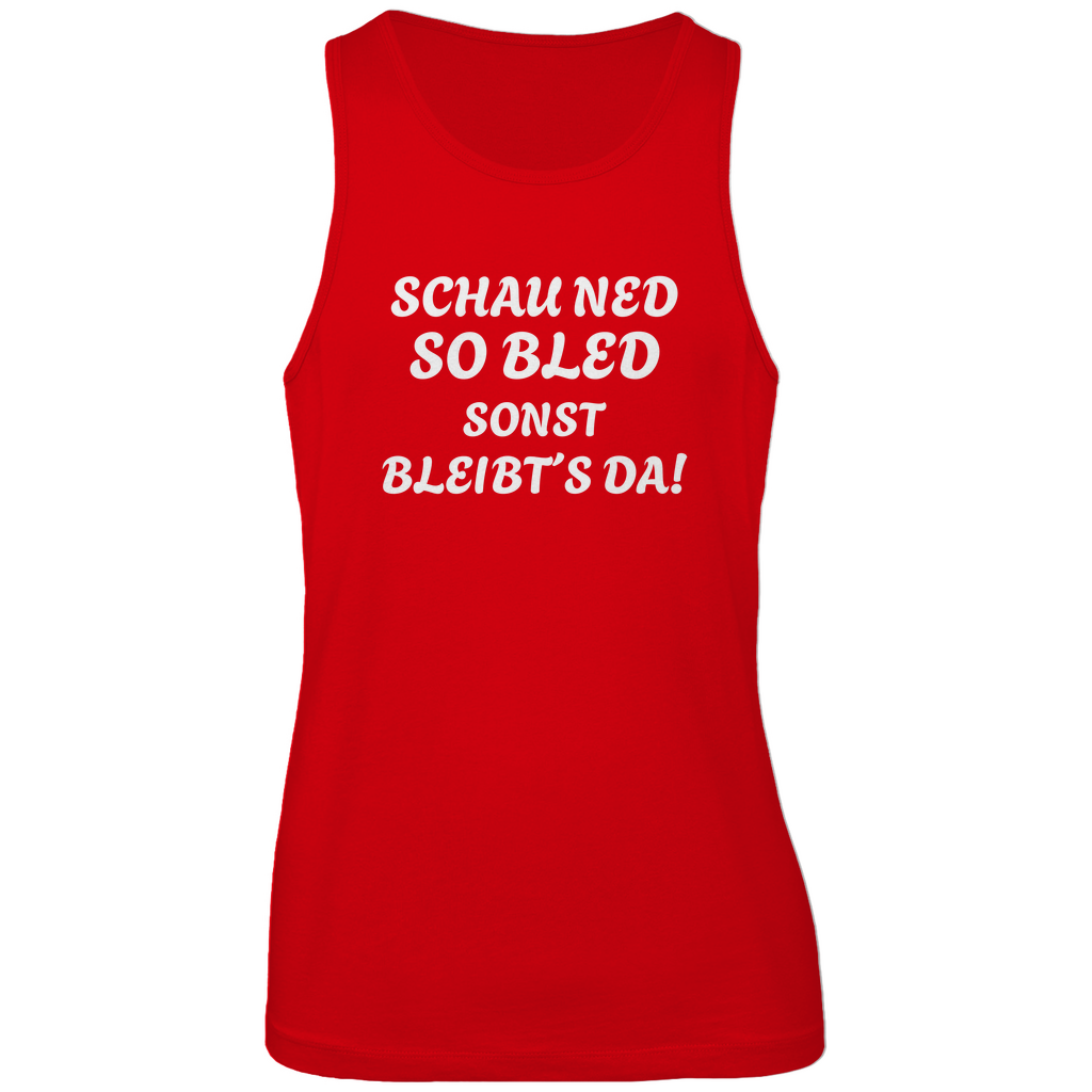 Bayerisches Herren Premium Tank Top Schau ned so bled, sonst bleibts da - weiß - Grantler Gwand