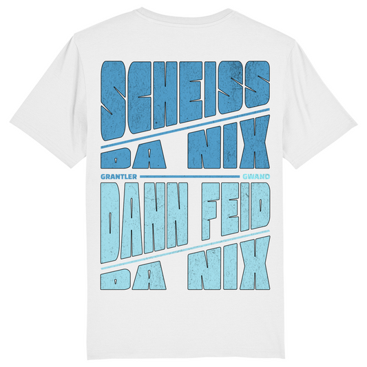 Bayerisches Herren T-Shirt Scheiss da nix, dann feid da nix - blau -  - Front- und Backprint!