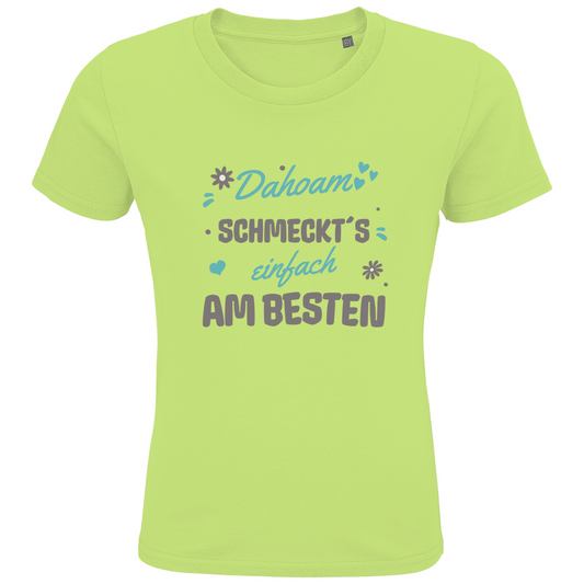 Bayerisches Kinder Premium Bio T-Shirt Dahoam schmeckts einfach am Besten - Grantler Gwand