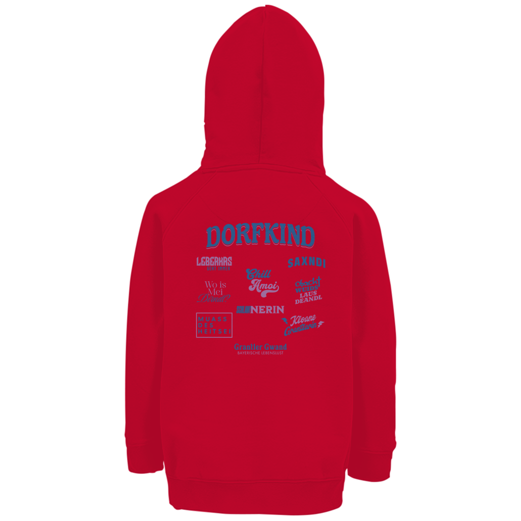 Bayerischer Kinder Premium Bio Hoodie - Dorfkind Pink/Blau Grantler Gwand