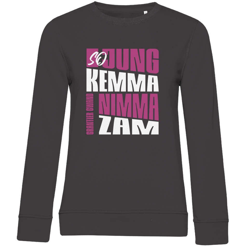 Damen Premium Bio Sweatshirt So jung kemma nimma zam - lila/weiß