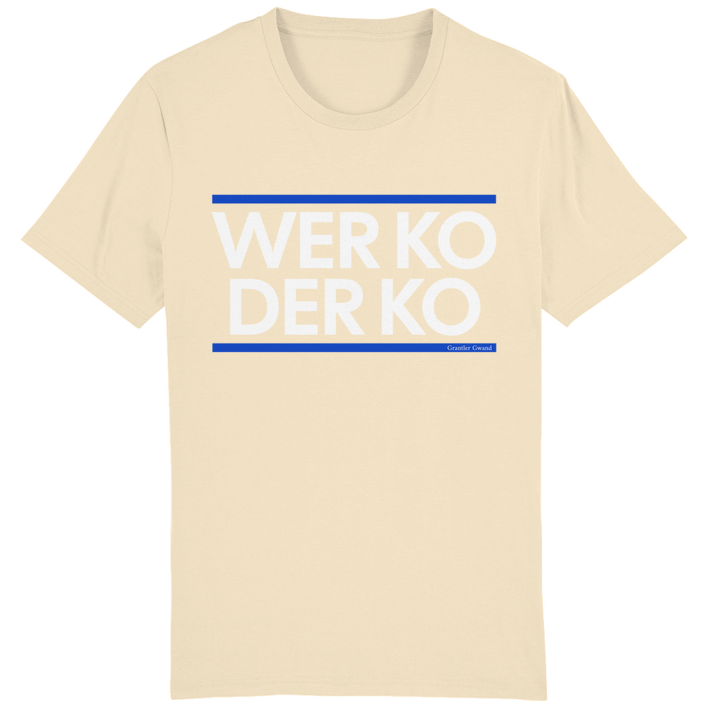 Herren T-Shirt wer ko der ko - blau/weiß - bayerisches Gwand