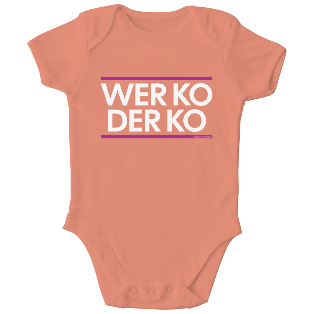 Bayerischer Bio Baby Body wer ko der ko - pink/weiß - bayerisches Gwand
