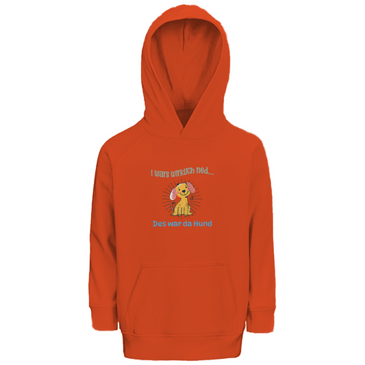 Bayerischer Kinder Premium Bio Hoodie I wars wirklich ned, des war da Hund - grün - Grantler Gwand
