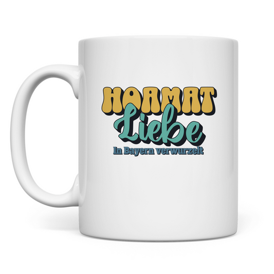 Tasse Hoamat Liebe -gold/grün