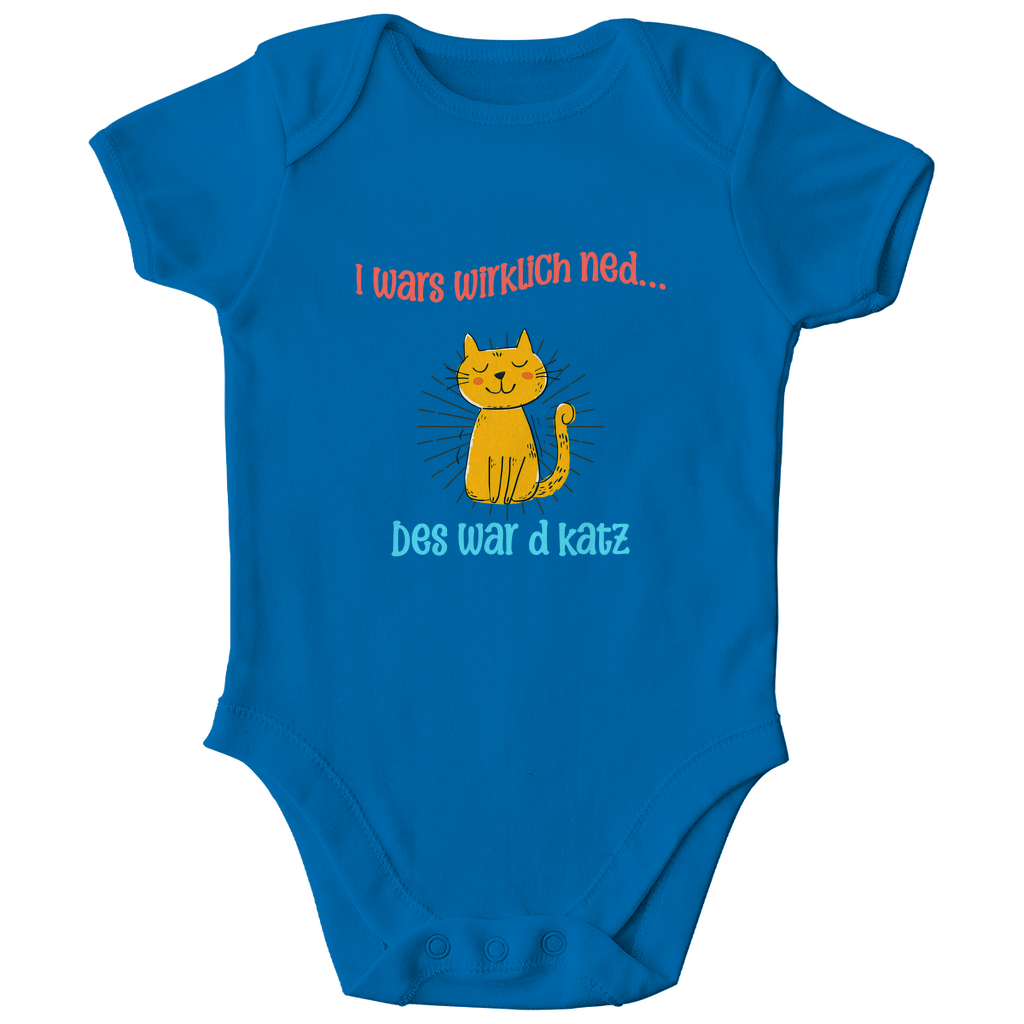 Bayerischer Bio Baby Body I wars wirklich ned, des war´d Katz - rot/blau - Grantler Gwand