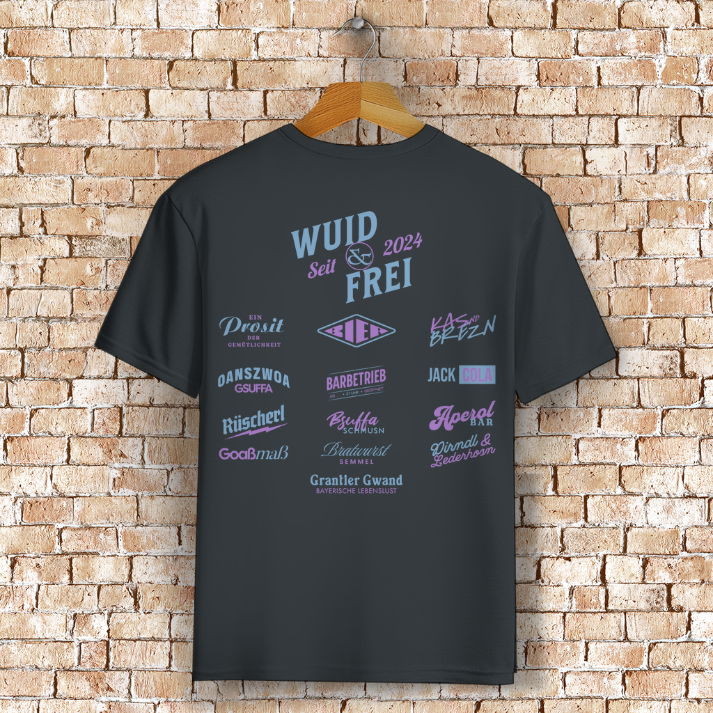 Bayerisches T-Shirt Unisex - Wuid & Frei Dorfleben - Grantler Gwand
