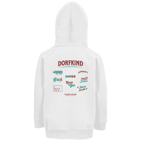 Bayerischer Kinder Premium Bio Hoodie - Dorfkind - Rot/Grün - Grantler Gwand