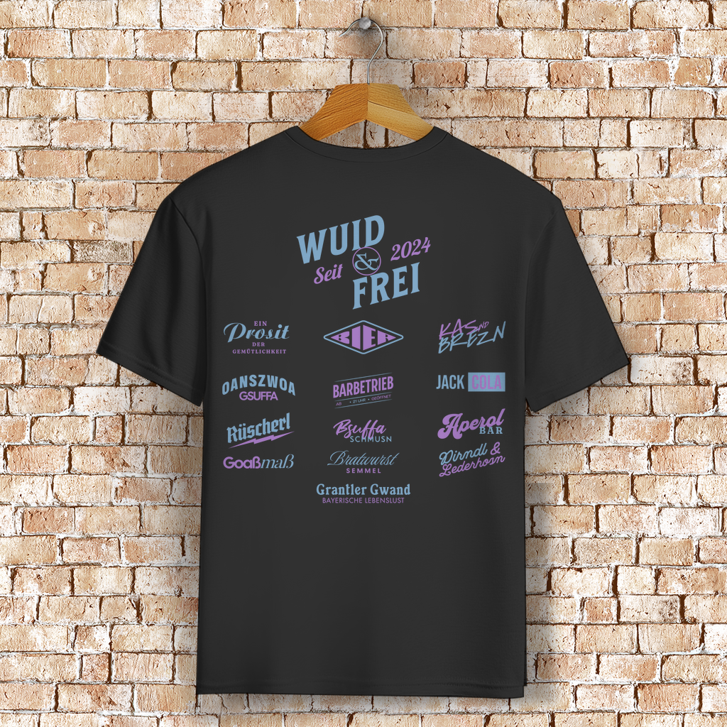 Bayerisches T-Shirt Unisex - Wuid & Frei Dorfleben - Grantler Gwand
