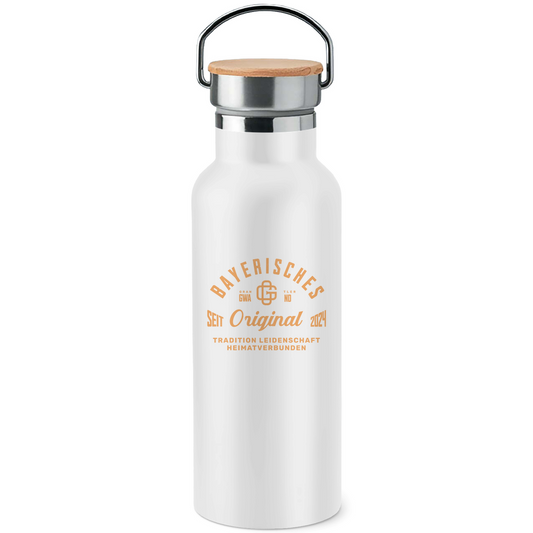 Edelstahl-Trinkflasche mit Bambusdeckel Bayerisches Original - Grantler Gwand
