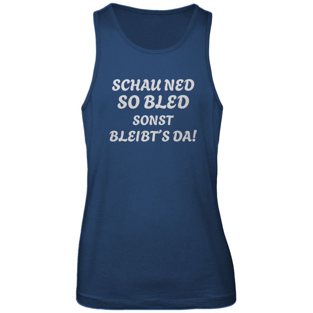 Bayerisches Herren Premium Tank Top Schau ned so bled, sonst bleibts da - weiß - Grantler Gwand