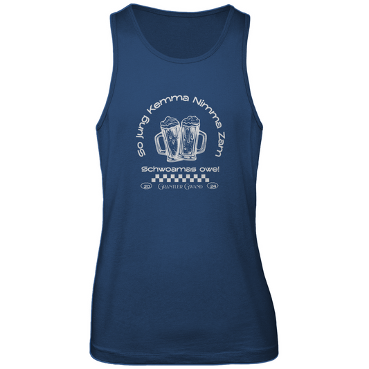 Bayerisches Herren Premium Tank Top So jung kemma nimma zam, schwoamas owe - weiß - Grantler Gwand