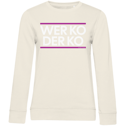 Damen Premium Bio Sweatshirt wer ko der ko - pink/weiß