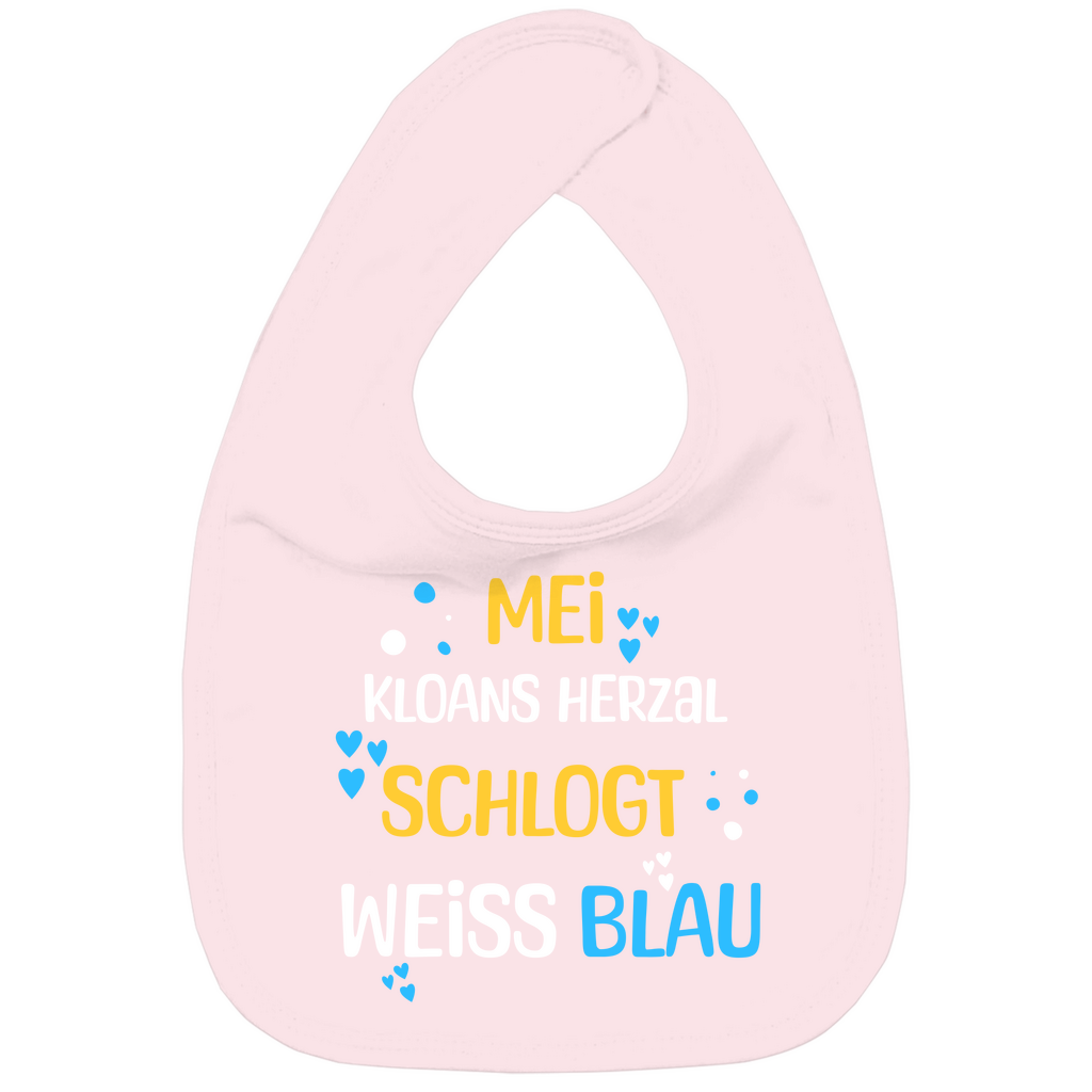 Bayerisches Baby Bio Lätzchen Mei kloans Herzal schlogt weiss blau - Grantler Gwand