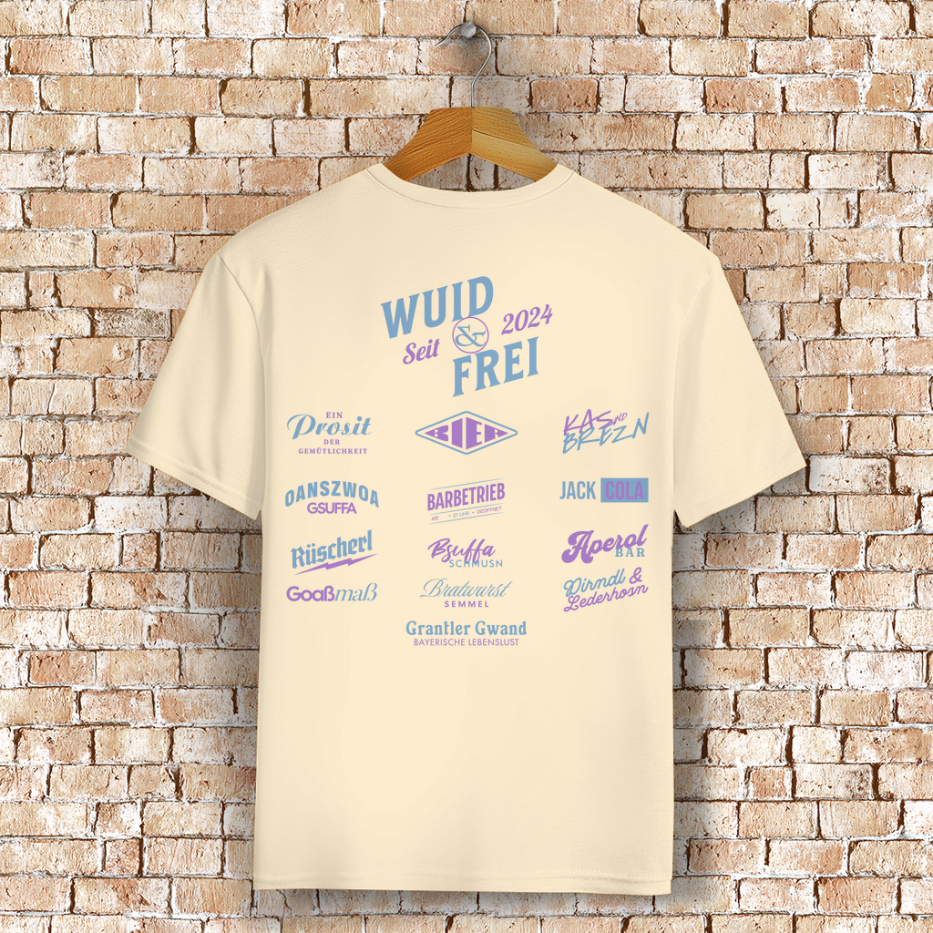 Bayerisches T-Shirt Unisex - Wuid & Frei Dorfleben - Grantler Gwand