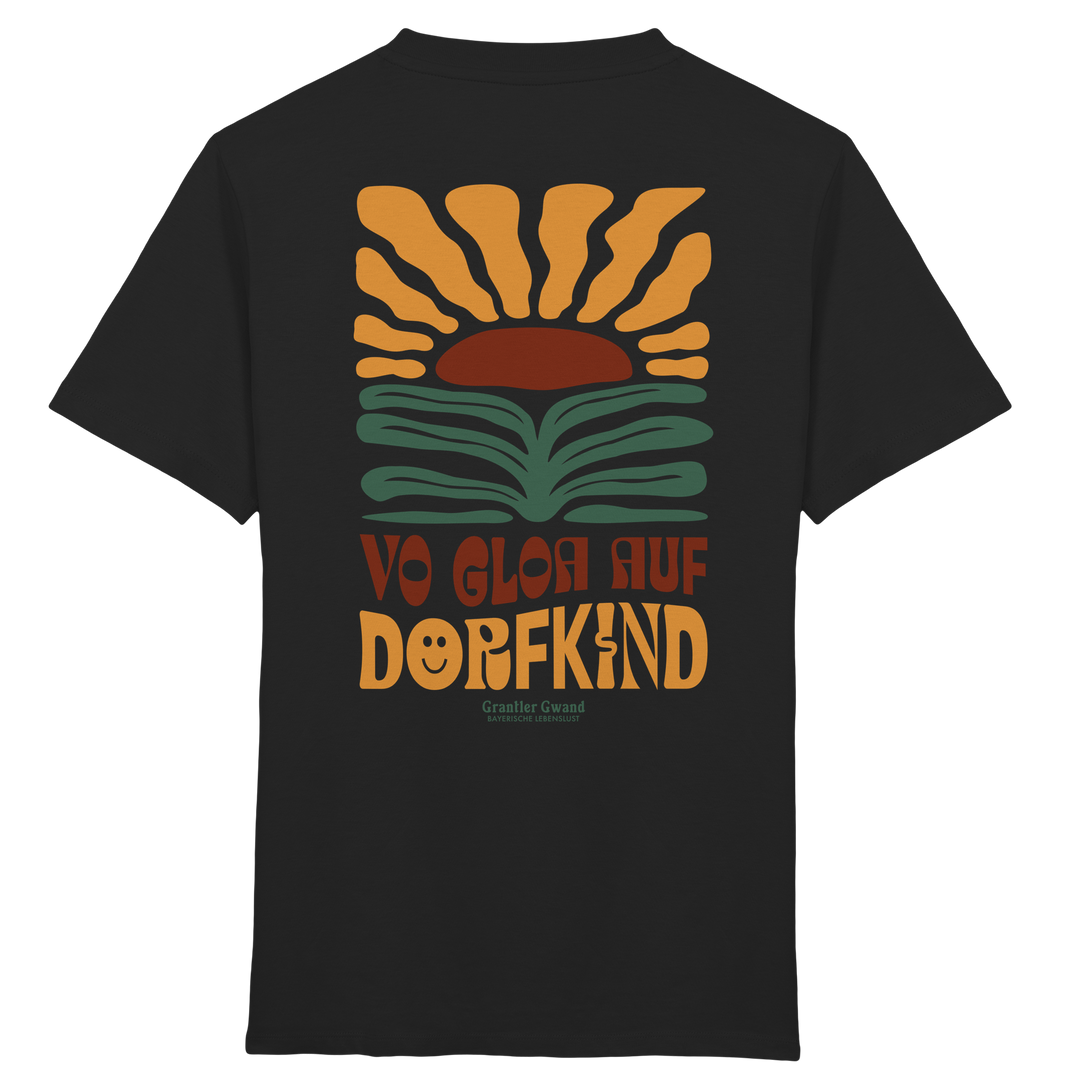 Vo gloa auf Dorfkind - Backprint - Kinder T-Shirt