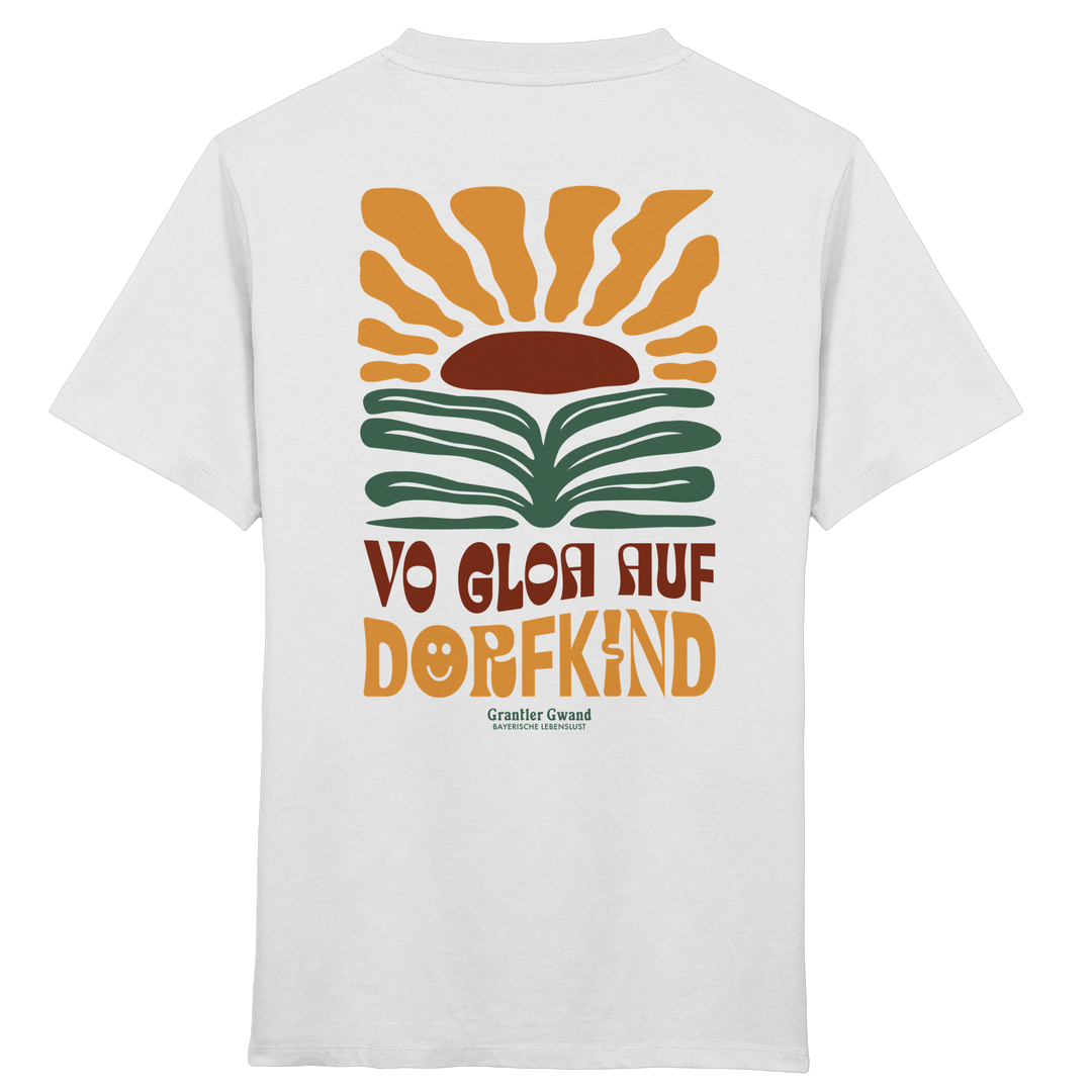 Vo gloa auf Dorfkind - Backprint - Kinder T-Shirt