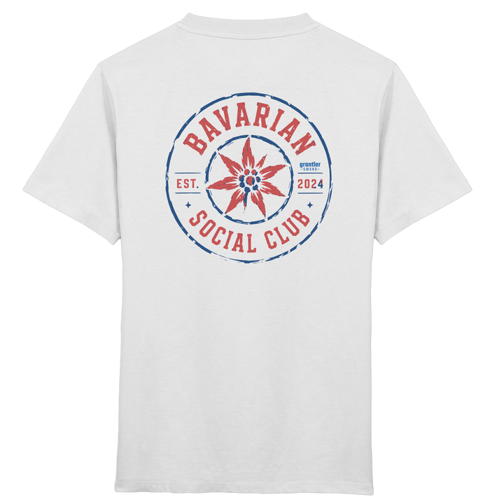 Bavarian Social Club Edelweiß - rote Variante - Backprint - Kinder T-Shirt