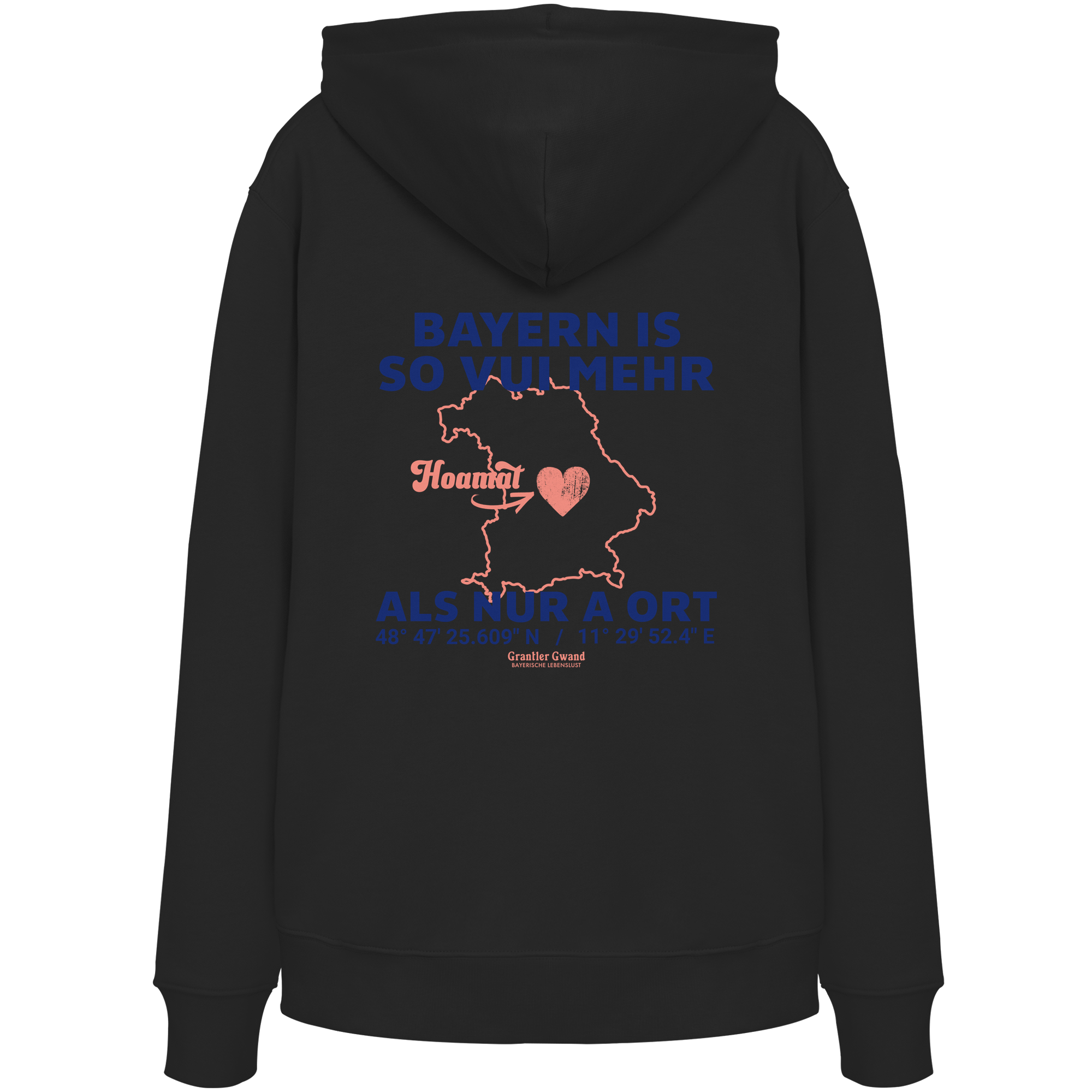 Bayern im Herzen - blaue Variante - Backprint - Hoodie