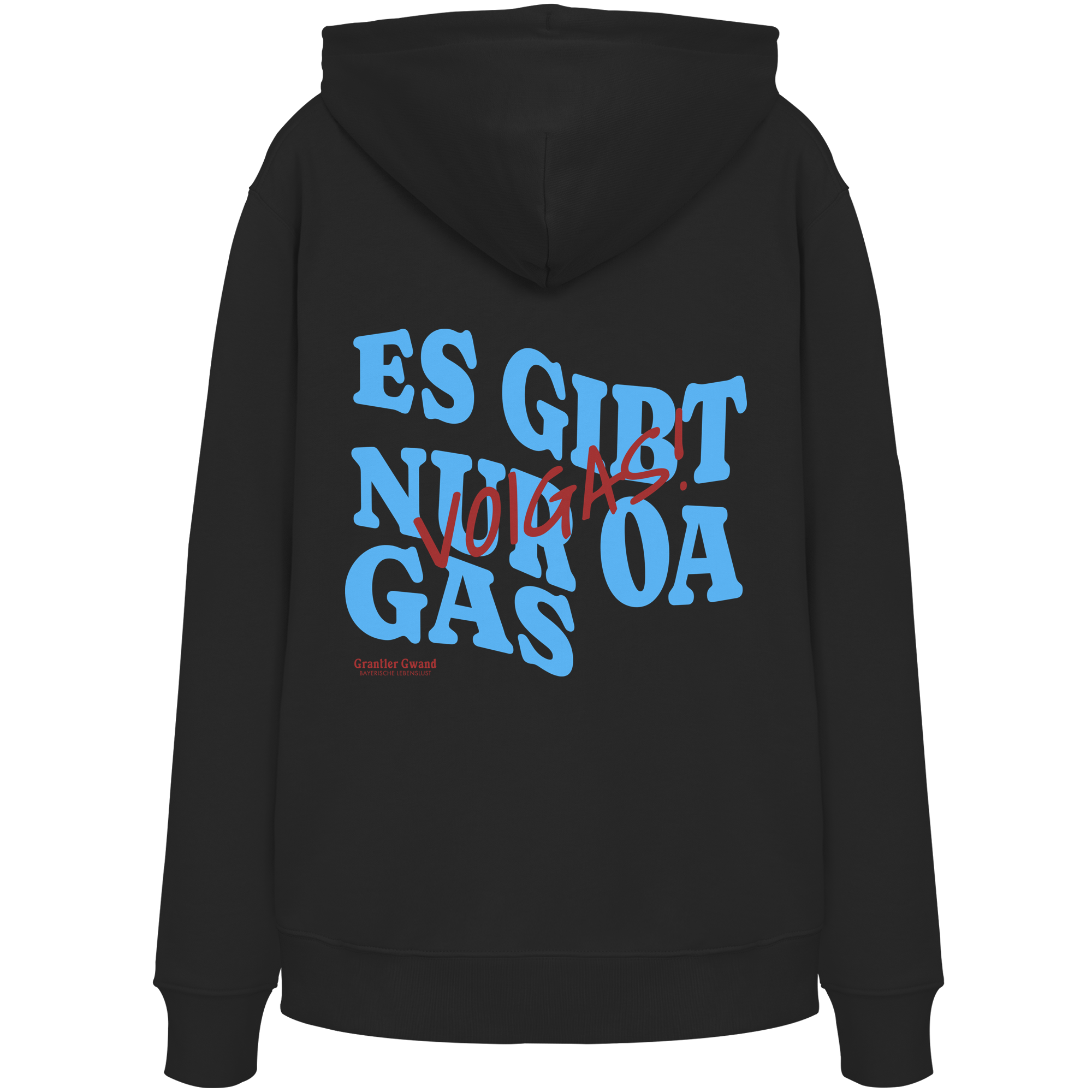 Es gibt nur oa Gas - blaue Variante - Backprint - Hoodie