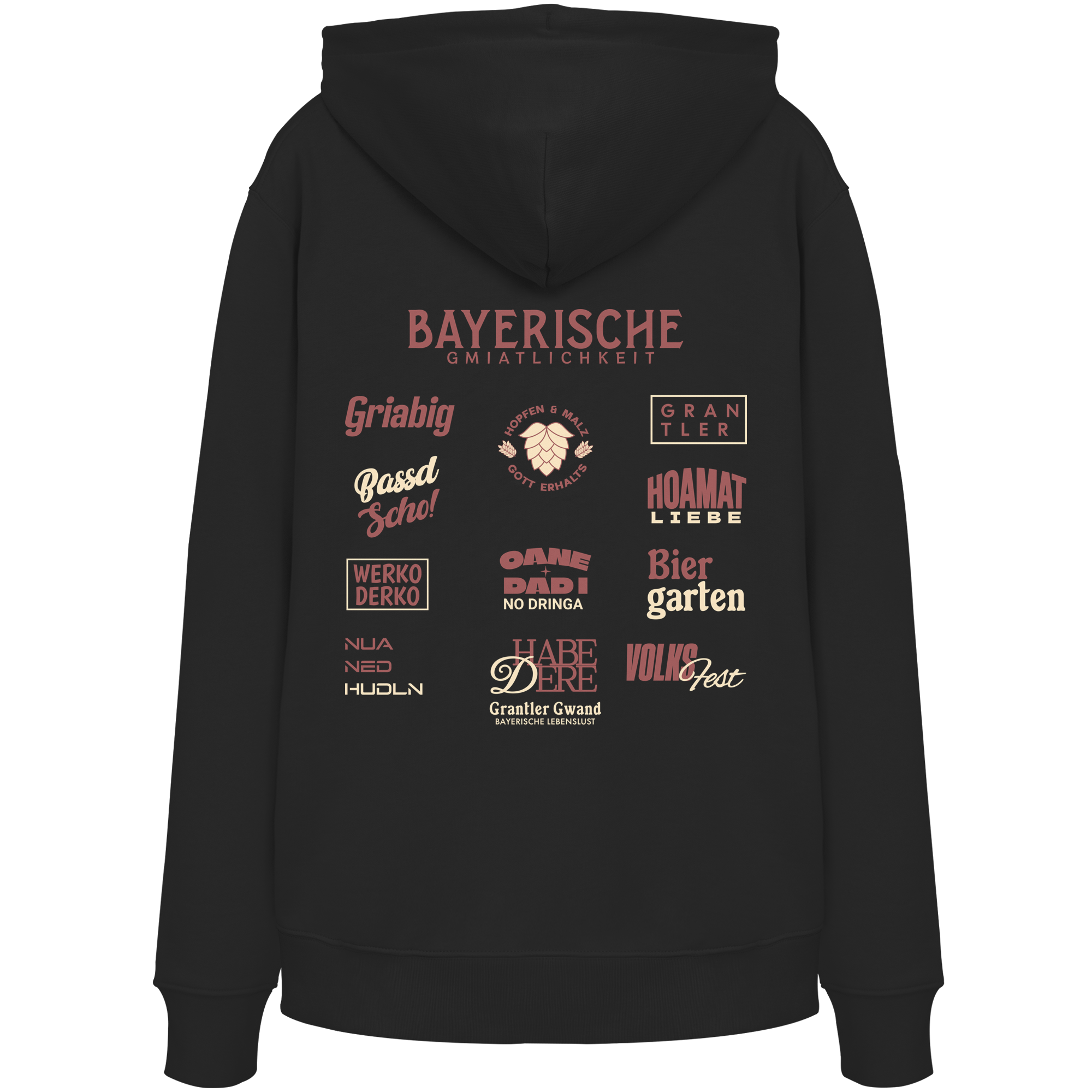 Bayerische Gmiatlichkeit - rote Variante - Backprint - Hoodie
